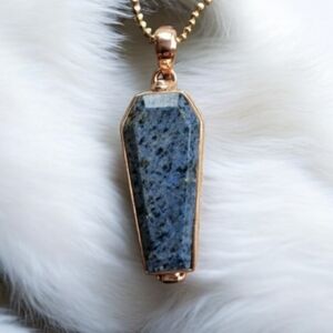 Dumortierite Coffin Box Pendant Necklace